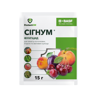 Сигнум, фунгицид для защиты косточковых, ягодных и овощных культур от возбудителей болезней, 15 г