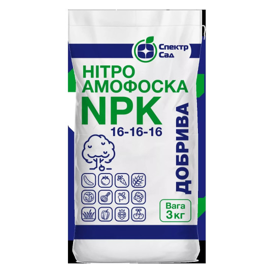 Нітроамофоска, гранульоване добриво, 3 кг, Спектр Сад Нітроамофоска, гранульоване добриво, 3 кг, Спектр Сад