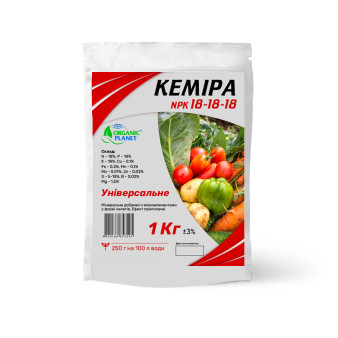 Кеміра NPK 18-18-18, мінеральне добриво, 1 кг, Organic Planet Кеміра NPK 18-18-18, мінеральне добриво, 1 кг, Organic Planet