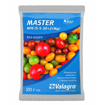 Master (Мастер), NPK 15-5-30, Мінеральне добриво, 20 г, Valagro Master (Мастер), NPK 15-5-30, Мінеральне добриво, 20 г, Valagro
