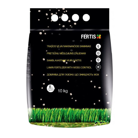 Азотное удобрение для газона и уничтожения мха, NPK 15-0-0 + Fe, 10 кг, Fertis