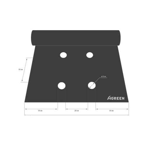 Агроволокно черное с перфорацией 2 отверстия, плотность 50 (1,07*100), Agreen Агроволокно черное с перфорацией 2 отверстия, плотность 50 (1,07*100), Agreen